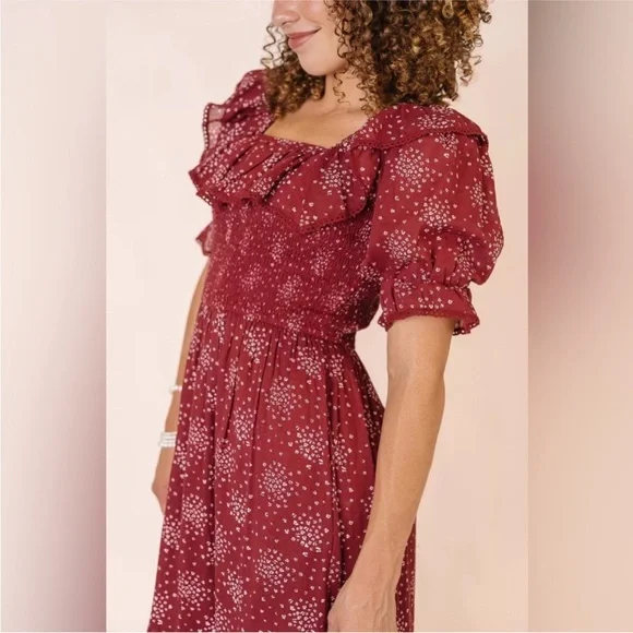 Ivy City co Gracie Maxi Dress in Wine burgundy Cotton size small NWT - Picture 3 of 13